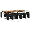 vidaXL 11 Piece Garden Dining Set with Cushions Black Poly Rattan