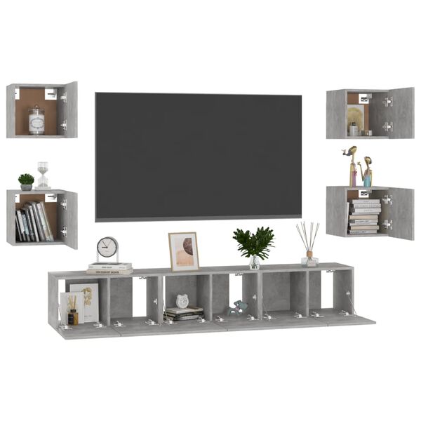 vidaXL 7 Piece TV Cabinet Set Concrete Grey Engineered Wood