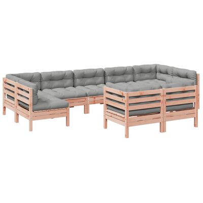 vidaXL 9 Piece Garden Sofa Set with Cushions Solid Wood Douglas Fir