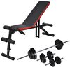 vidaXL Adjustable Sit-up Bench with Barbell and Dumbbell Set 30,5 kg