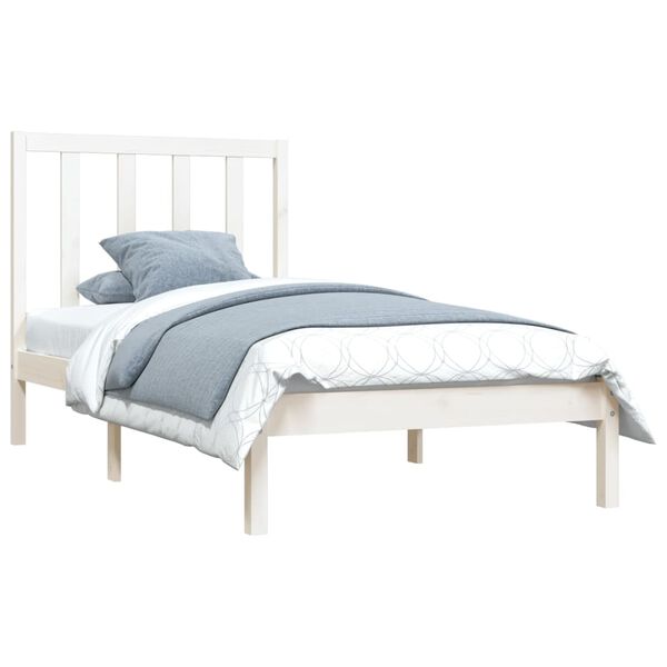 vidaXL Bed Frame without Mattress White Solid Wood Pine 100x200 cm