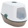 vidaXL Cat Litter Tray with Cover White and Brown 58,5x39,5x43 cm PP