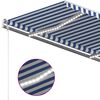 vidaXL Manual Retractable Awning with LED 4.5x3 m Blue and White