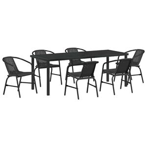 vidaXL Garden Dining Set 7 pcs Black Powder-Coated Steel