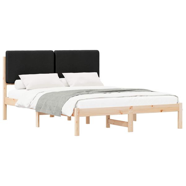 vidaXL Bed Frame with Upholstered Headboard Black 140 x 190 cm
