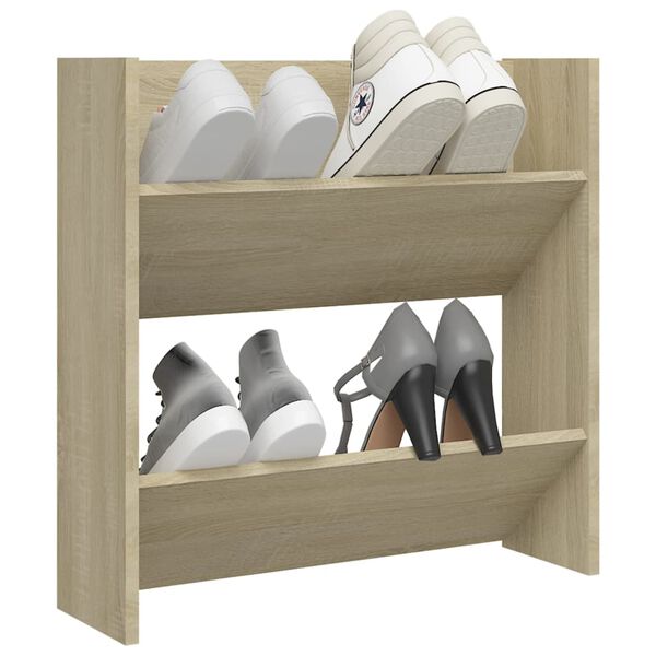 vidaXL Wall Shoe Cabinet Sonoma Oak 60x18x60 cm Engineered Wood
