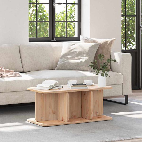 vidaXL Coffee Table Natural 80 x 39.5 x 33.5 cm Solid pine wood