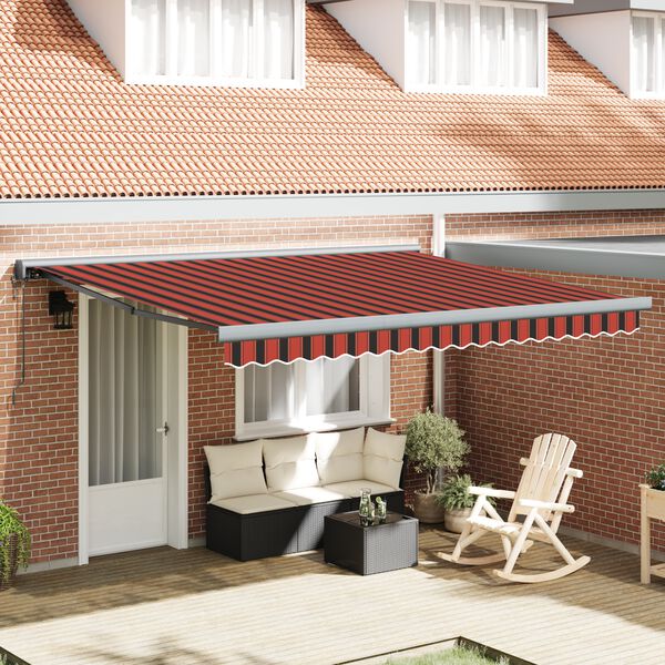 vidaXL Retractable Awning Manual Yellow and orange 400 x 350 cm Fabric