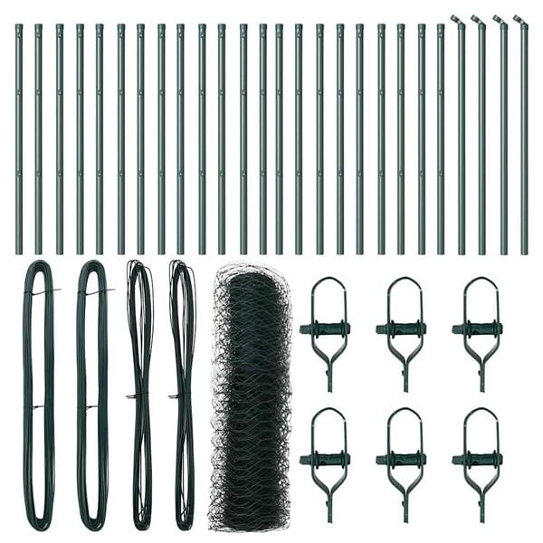 vidaXL Fence Post Green 50 x 0.4 m (50 mm mesh) Steel and PVC