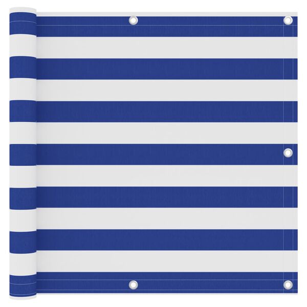 vidaXL Balcony Screen White and Blue 90x400 cm Oxford Fabric