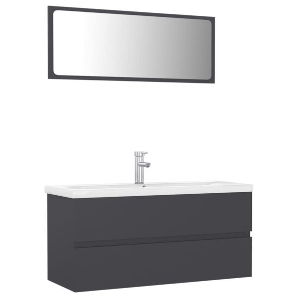 vidaXL Bathroom Furniture Set Grey Engineered Wood