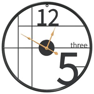 vidaXL Wall Clock Black &Oslash;50 cm Iron