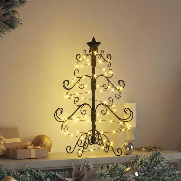 vidaXL Metal Christmas Tree with Stand Black 60 cm Powder-coated Steel