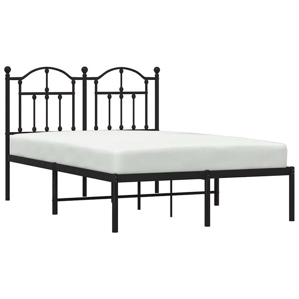 vidaXL Metal Bed Frame without Mattress with Headboard Black 120x190cm