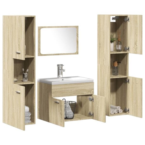 vidaXL 5 Piece Bathroom Furniture Set Sonoma Oak Engineered Wood