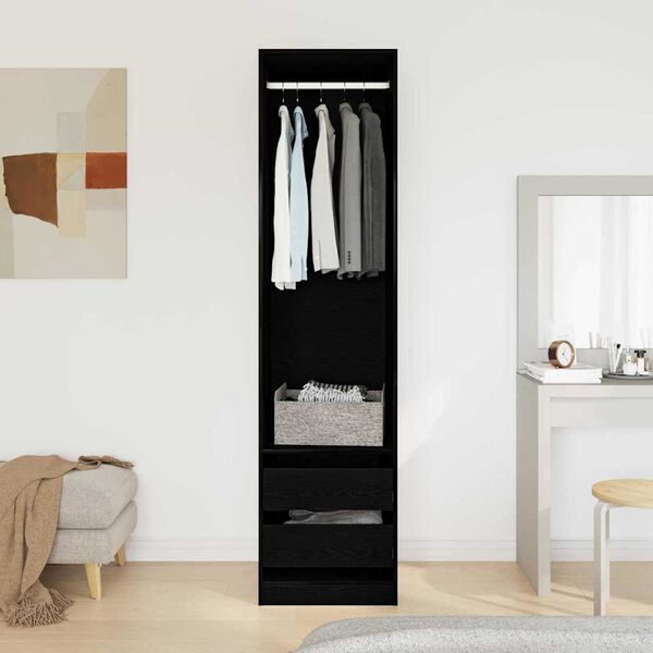 vidaXL Wardrobe with Drawer Black oak 50 x 50 x 200 cm Engineered Wood