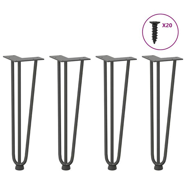 vidaXL Hairpin Legs for Coffee Table 4 pcs Anthracite 42 cm Solid Steel