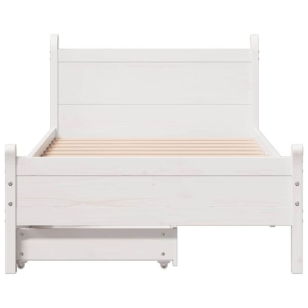 vidaXL Bed Frame without Mattress White 90x190 cm Single Solid Wood Pine