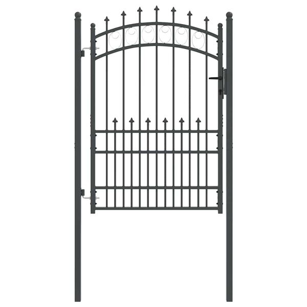 vidaXL Fence Gate with Spikes Grey 170 x 100 cm Powder-coated steel