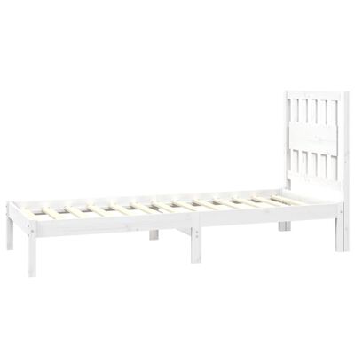 vidaXL Bed Frame White Solid Wood Pine 75x190 cm Small Single