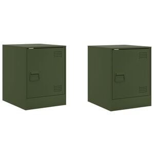 vidaXL Bedside Cabinets 2 pcs Olive Green 34.5x39x44 cm Steel