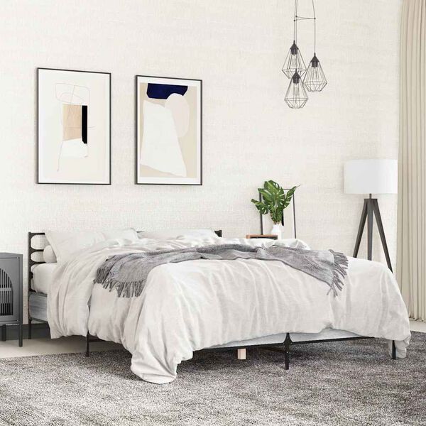 vidaXL Bed Frame without Mattress Grey Sonoma 150x200 cm King Size
