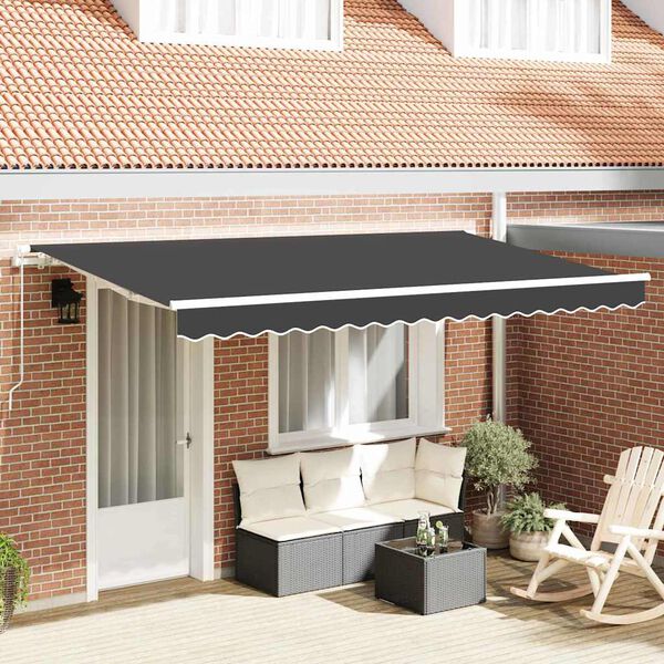 vidaXL Retractable Awning Manual Anthracite 350 x 200 cm Fabric