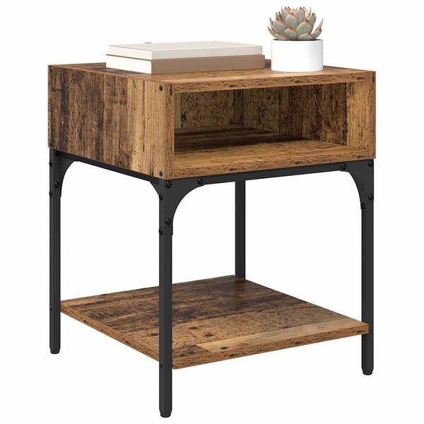 vidaXL Bedside Table Old Wood 40 x 40 x 50 cm Engineered Wood