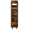 vidaXL Narrow Bathroom Cabinet with Wheels Smoked Oak Engineered Wood