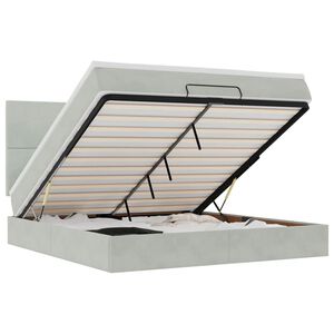 vidaXL Ottoman Bed with Mattresses Light Grey 180x200cm Velvet