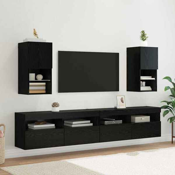 vidaXL Wall-mounted TV Cabinets 2 pcs Black Oak 30.5 x 30 x 60 cm
