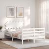 vidaXL Bed Frame without Mattress White Double Solid Wood