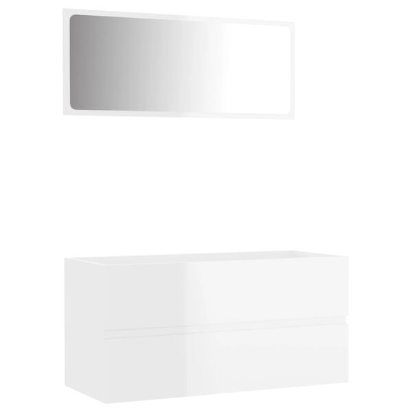 vidaXL 2 Piece Bathroom Furniture Set High Gloss White Engineered Wood