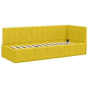 vidaXL Corner Bed Frame with Headboard Yellow 80 cm x 200 cm Velvet