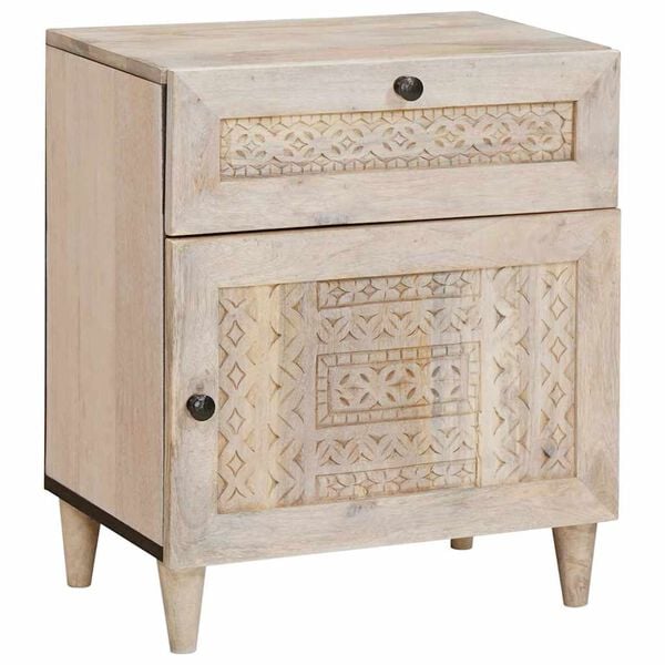 vidaXL Bedside Cabinet Beige 50 x 33 x 60 cm Solid Acacia wood