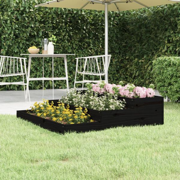 vidaXL Planter Black 107x107x27 cm Solid Wood Pine