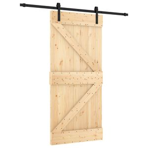 vidaXL Sliding Door Natural and Black 95 x 210 cm Solid Pine Wood
