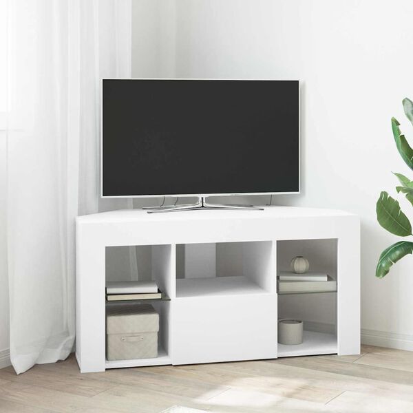 vidaXL Corner LED TV Cabinet White 100 x 40 x 50 cm Engineered Wood