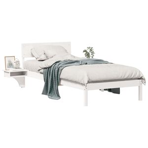 vidaXL Bed Frame with Headboard White 90 x 190 cm Solid Pine Wood