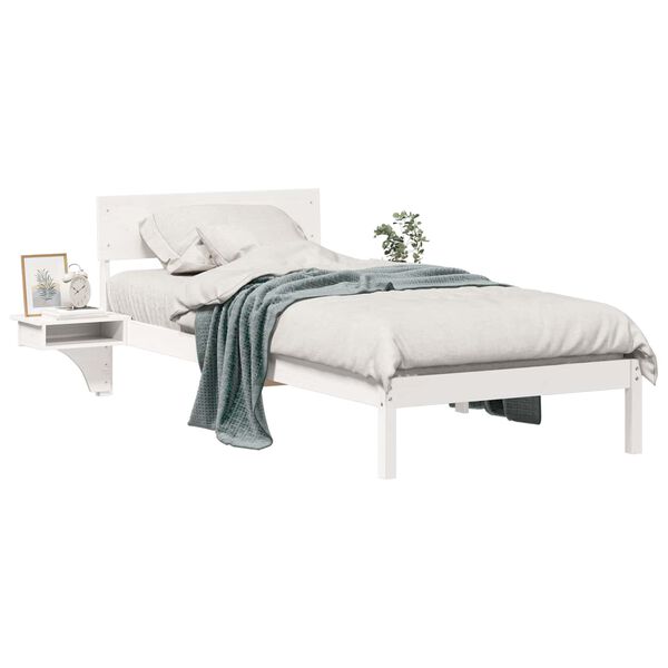 vidaXL Bed Frame with Headboard White 90 x 190 cm Solid Pine Wood
