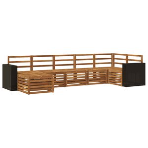 vidaXL Outdoor Sofa Set 7 pcs 6-Seaters Natural Solid Acacia Wood