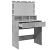 vidaXL Dressing Table with LED Concrete Grey 80x41x134.5 cm