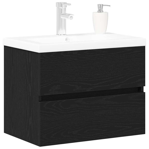 vidaXL Bathroom Sink Cabinet Black Oak 60 x 39 x 62 cm Engineered Wood
