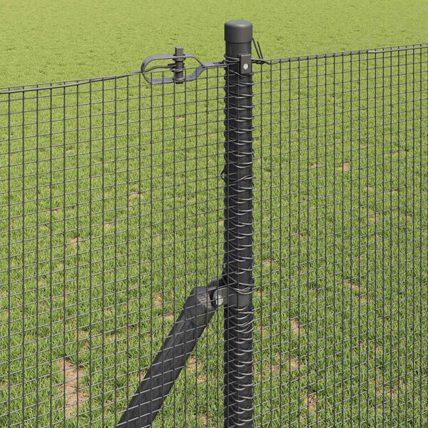 vidaXL Fence Post Grey 25 x 1.2 m (12 x 12 mm mesh) Steel and PVC