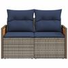 vidaXL Garden Sofa with Cushions 2-Seater Grey Poly Rattan
