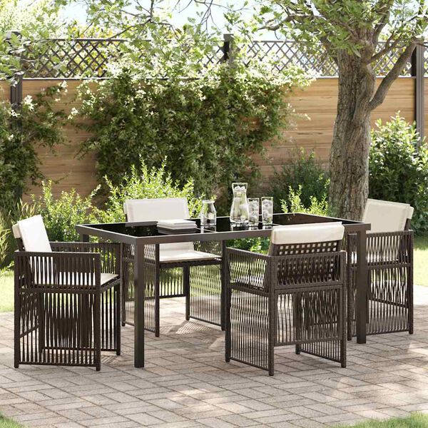 vidaXL Garden Dining Set 5 pcs Brown Powder-Coated Steel