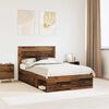 vidaXL Bed Frame with Headboard Old Wood 120 x 200 cm Solid Pine Wood