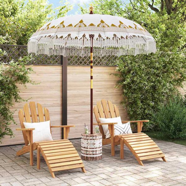 vidaXL Balinese Parasol Cream 215 x 215 x 260 cm Cotton and solid wood