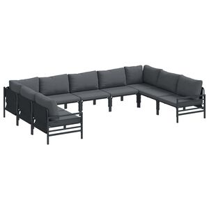 vidaXL Garden Sofa Set with Cushion 9 pcs Black Steel