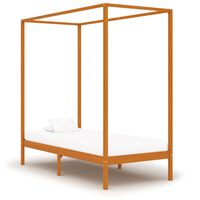vidaXL Canopy Bed Frame Honey Brown Solid Pine Wood 90x200 cm